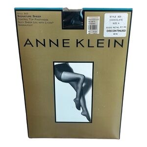 NOS ANNE KLEIN Control Top Signature Pantyhose Silky Sheer chocolate Sz A 923